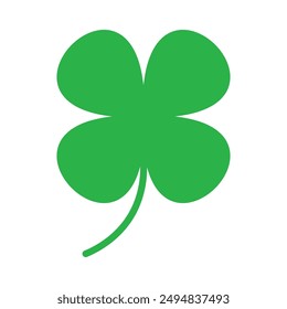 St Patrick's Day. Lucky Four-leaf clover, Green Four leaf clover vector icon. Lucky and happiness concept. Shamrock - green four leaf clover icon. Good luck theme design element.