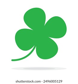 St Patrick's Day. Lucky Four-leaf clover, Green Four leaf clover vector icon. Lucky and happiness concept. Shamrock - green four leaf clover icon. Good luck theme design element.