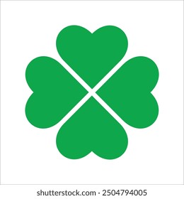 St Patrick's Day. Lucky Four-leaf clover, Green Four leaf clover vector icon. Lucky and happiness concept. Shamrock - green four leaf clover icon. Good luck theme design element.