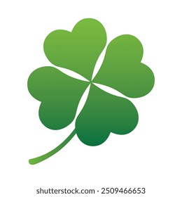 St Patrick's Day. Lucky Four-leaf clover, Green Four leaf clover vector icon. Lucky and happiness concept. Shamrock - green four leaf clover icon. Good luck theme design element.