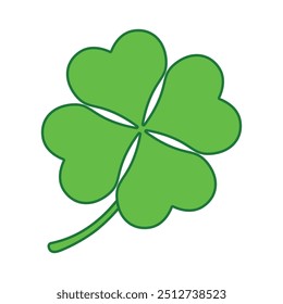 Día de San Patricio. Trébol de cuatro hojas afortunado, icono de Vector de trébol de cuatro hojas verde. Concepto de suerte y felicidad. Shamrock - icono de trébol verde de cuatro hojas. Buena suerte tema elemento de diseño.