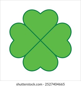 Día de San Patricio. Trébol de cuatro hojas afortunado, icono de Vector de trébol de cuatro hojas verde. Concepto de suerte y felicidad. Shamrock - icono de trébol verde de cuatro hojas. Buena suerte tema elemento de diseño.