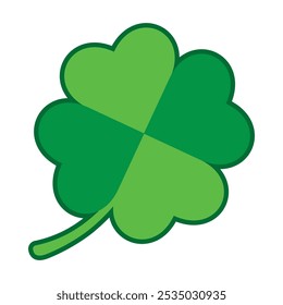 Día de San Patricio. Trébol de cuatro hojas afortunado, icono de Vector de trébol de cuatro hojas verde. Concepto de suerte y felicidad. Shamrock - icono de trébol verde de cuatro hojas. Buena suerte tema elemento de diseño.