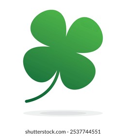 St Patrick's Day. Lucky Four-leaf clover, Green Four leaf clover vector icon. Lucky and happiness concept. Shamrock - green four leaf clover icon. Good luck theme design element.