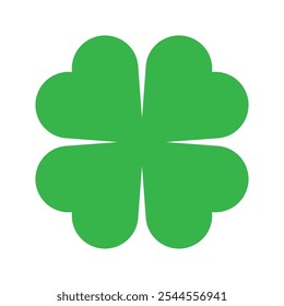 St Patrick's Day. Lucky Four-leaf clover, Green Four leaf clover vector icon. Lucky and happiness concept. Shamrock - green four leaf clover icon. Good luck theme design element.