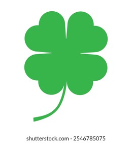 St Patrick's Day. Lucky Four-leaf clover, Green Four leaf clover vector icon. Lucky and happiness concept. Shamrock - green four leaf clover icon. Good luck theme design element.