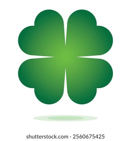 St Patrick's Day. Lucky Four-leaf clover, Green Four leaf clover vector icon. Lucky and happiness concept. Shamrock - green four leaf clover icon. Good luck theme design element.