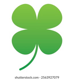 St Patrick's Day. Lucky Four-leaf clover, Green Four leaf clover vector icon. Lucky and happiness concept. Shamrock - green four leaf clover icon. Good luck theme design element.