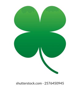 St Patrick's Day. Lucky Four-leaf clover, Green Four leaf clover vector icon. Lucky and happiness concept. Shamrock - green four leaf clover icon. Good luck theme design element.