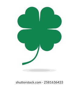 St Patrick's Day. Lucky Four-leaf clover, Green Four leaf clover vector icon. Lucky and happiness concept. Shamrock - green four leaf clover icon. Good luck theme design element.