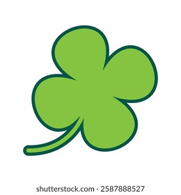 St Patrick's Day. Lucky Four-leaf clover, Green Four leaf clover vector icon. Lucky and happiness concept. Shamrock - green four leaf clover icon. Good luck theme design element.