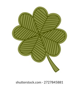 Día de San Patricio afortunado icono de trébol de cuatro hojas. Buena suerte elemento de diseño de Vector.