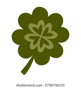 Día de San Patricio afortunado icono de trébol de cuatro hojas. Buena suerte elemento de diseño de Vector.