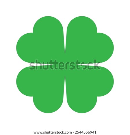 St Patrick's Day. Lucky Four-leaf clover, Green Four leaf clover vector icon. Lucky and happiness concept. Shamrock - green four leaf clover icon. Good luck theme design element.