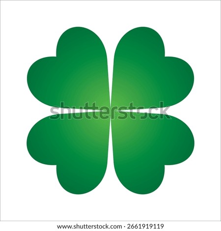St Patrick's Day. Lucky Four-leaf clover, Green Four leaf clover vector icon. Lucky and happiness concept. Shamrock - green four leaf clover icon. Good luck theme design element.
