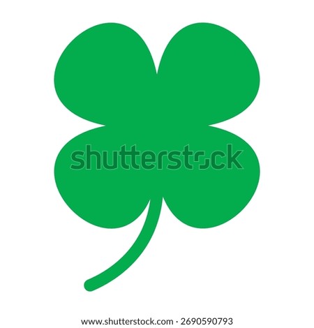 St Patrick's Day. Lucky Four-leaf clover, Green Four leaf clover vector icon. Lucky and happiness concept. Shamrock - green four leaf clover icon. Good luck theme design element.
