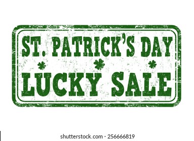 St. Patrick's Day lucky sale grunge rubber stamp on white background, vector illustration