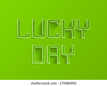 St. Patrick's Day lucky text with green background.
