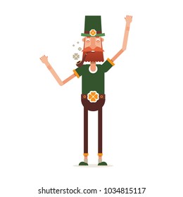 St. Patrick's day. The main character of the national Irish holiday in flat style. Vector illustration isolated on white background.