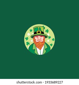 Ilustración de diseño plano de mascota de caracteres St Patricks Day Men Smile