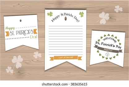 St Patrick's Day mock-up vector collection. Set of festive decorations. Traditional Irish symbols. Perfect template for poster, banner, mail papers, invitations,office form, greeting, congratulation