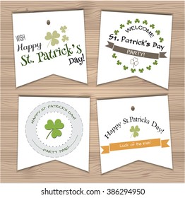 St Patrick's Day mock-up vector collection. Set of festive decorations and flags. Traditional Irish symbols. Type elements. Perfect template for poster, banner, invitations, greeting, congratulation