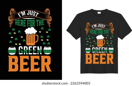 St. Patrick's day motivational quote Vector T Shirt Design. funny lettering,  graphics, typographic.17 March. illustration. Ready for Print t-shirt, card, poster, textile, blouse, black background.
