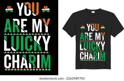 St. Patrick's day motivational quote Vector T Shirt Design. funny lettering,  graphics, typographic.17 March. illustration. Ready for Print t-shirt, card, poster, textile, blouse, black background.
