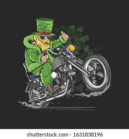 ST. PATRICK'S DAY MOTORCYCLE BIKER RIDER ARTWORK VECTOR