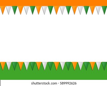 St. Patrick's Day  Orange White Green Shamrock Frame Border Flag Decorative Background