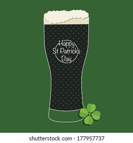 st patricks day ornament with glass of irish stout and four leafed clover, eps 10 format with transparencies