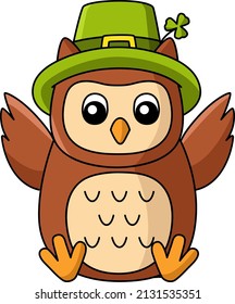 St. Patricks Day Owl Cartoon Clipart Vector