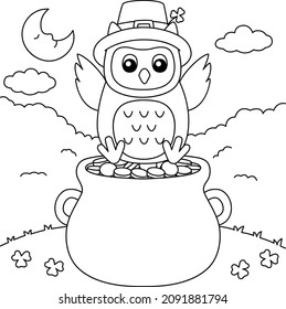 St. Patricks Day Owl Coloring Page for Kids