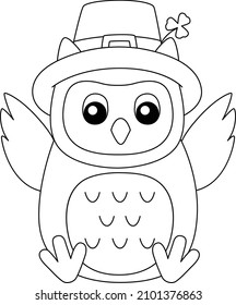 St. Patricks Day Owl Coloring Page for Kids