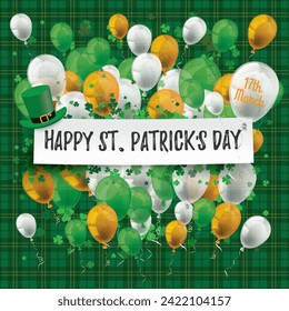 St Patricks Day Paper Banner Balloons Shamrocks Tartan
