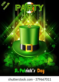 St. Patrick's Day party with clover and green hat.