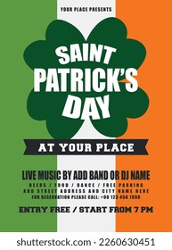 St Patrick's day party flyer poster social media post design