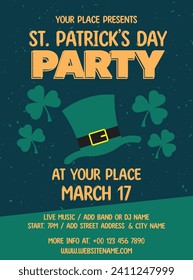 St Patrick's Day Party Poster flyer Social Media Post Design