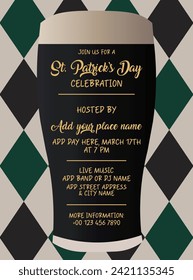 St Patrick's day party poster flyer social  media post design