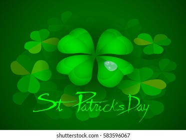 St. Patrick's Day party poster vector background with a happy four-leaf clover.