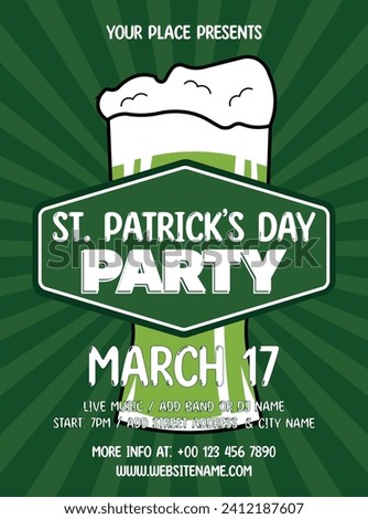 St Patrick's day party poster flyer or social media post design