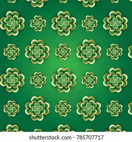 St. Patrick's Day Pattern with 3d Clover. Vector illustration.