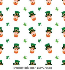 St. Patrick's day pattern with green clover leaf 