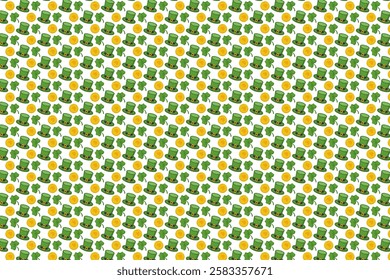 St. Patrick's Day Pattern with Leprechaun Hats, Gold Coins, and Clovers