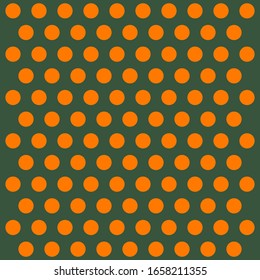 St. Patricks day pattern polka dots. Template background in green and orange polka dots . Seamless fabric texture. Vector illustration