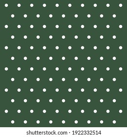 St. Patricks day pattern polka dots. Template background in green and white polka dots . Seamless fabric texture. Vector illustration