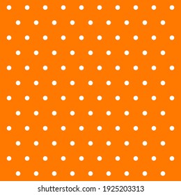 St. Patricks day pattern polka dots. Template background in white and orange polka dots . Seamless fabric texture. Vector illustration