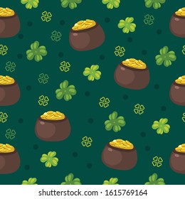 St Patrick's Day pattern seamless vector. For cards, tags, textiles, wallpapers, gift wrapping paper.