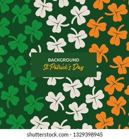 St. Patrick's Day pattern shamrock on a dark green background in the national colors of Ireland.