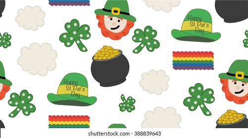 St. Patrick's day pattern with theme objects. Seamless pattern. illustration. For creating holiday mood